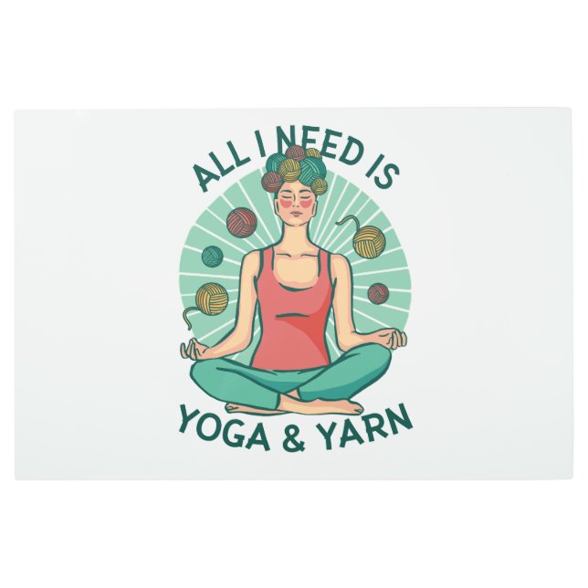 Impresión En Metal Todo lo que necesito es yoga y frases de yarne (Anverso)