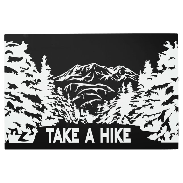 Impresión En Metal Toma una cita de Hike en el paisaje de montaña mon (Anverso)