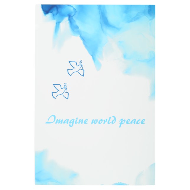 Impresión En Metal Tonos azules abstraen acuarela Peace Wall Art (Anverso)