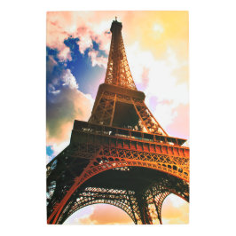 Impresión En Metal Torre Eiffel de colores altos con nubes