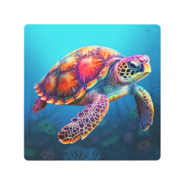Impresión En Metal Tortuga acuarela