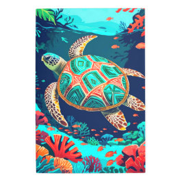 Impresión En Metal Tortuga de marea tribal