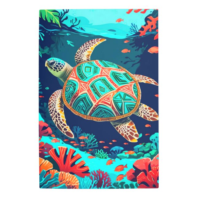 Impresión En Metal Tortuga de marea tribal (Anverso)