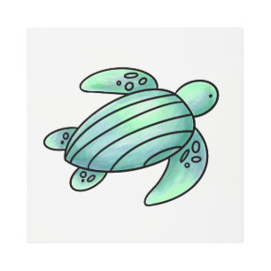 Impresión En Metal tortuga marina pintada de color azul personalizado