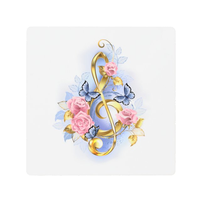 Impresión En Metal Treble arrecife con rosas rosas rosas rosas (Anverso)