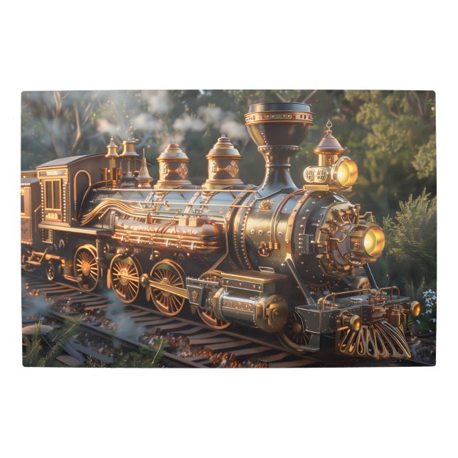 Impresión En Metal Tren de Steampunk (Anverso)