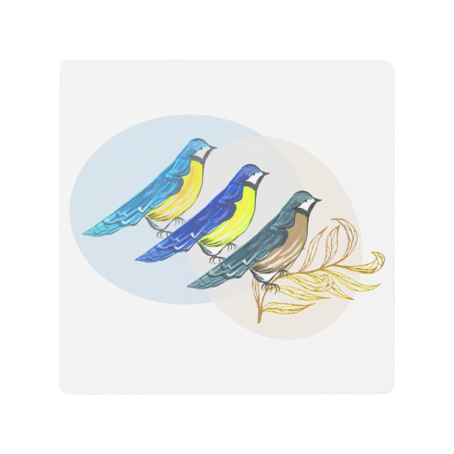 Impresión En Metal Tres Aves (Anverso)