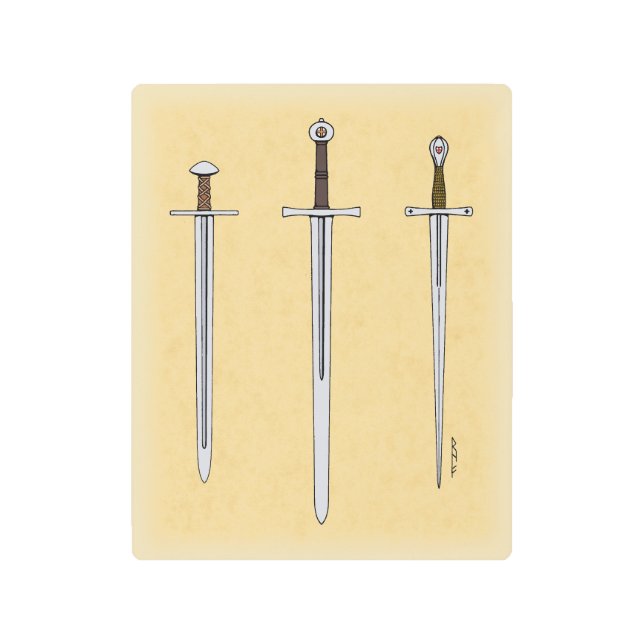 Impresión En Metal Tres espadas medievales 2016 (Anverso)