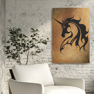 Impresión En Metal Tribal Stone Unicorn
