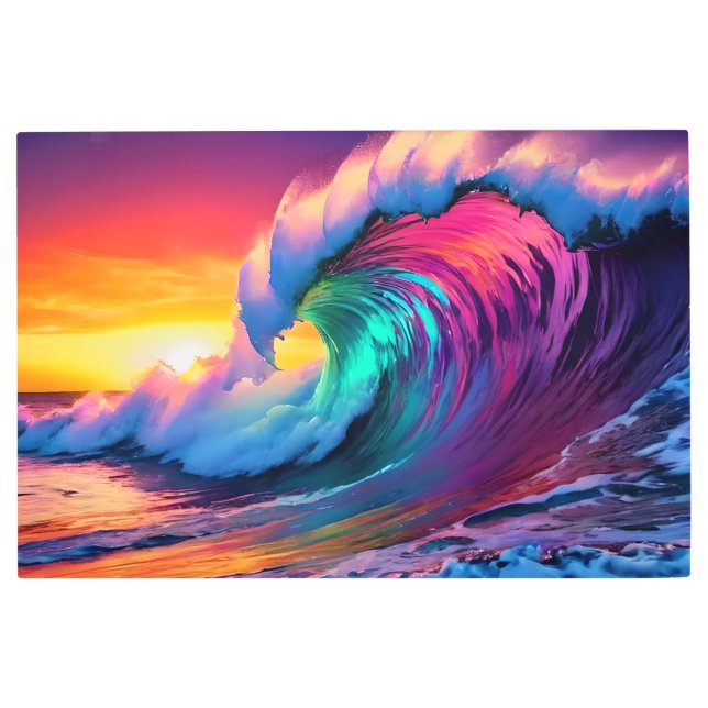 Impresión En Metal Tsunami psicodélico en el océano - Belleza oceánic (Anverso)