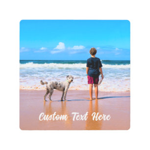 Impresión En Metal Tu foto Metalizado con texto Personalizado