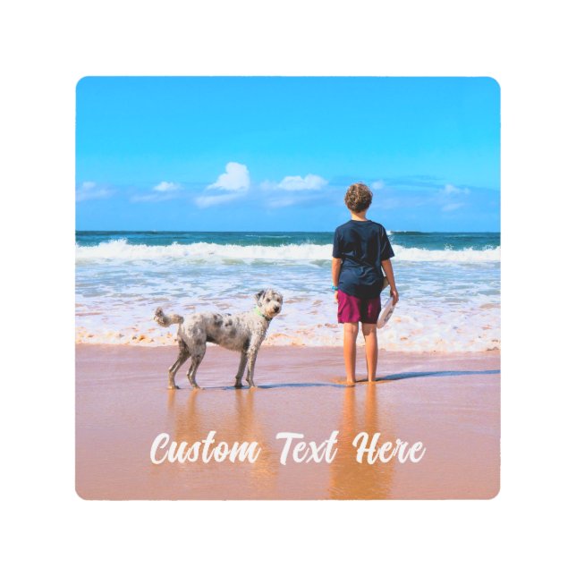 Impresión En Metal Tu foto Metalizado con texto Personalizado (Anverso)