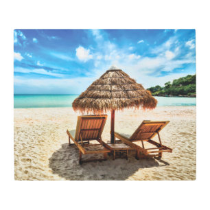 Impresión En Metal Tumbonas en la playa