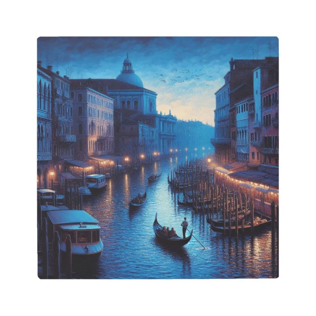 Impresión En Metal Twilight Gondolas: Serenade veneciana (Anverso)