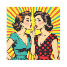 Two Woman Gossiping Telling Secrets Pop Art