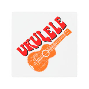 Impresión En Metal Ukulele Groovy Text Art