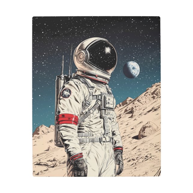 Impresión En Metal Un astronauta de ciencia ficción que explora lo de (Anverso)