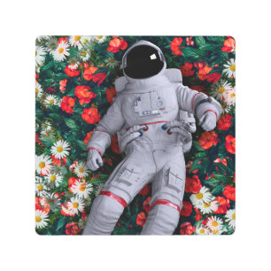 Impresión En Metal Un astronauta en las flores