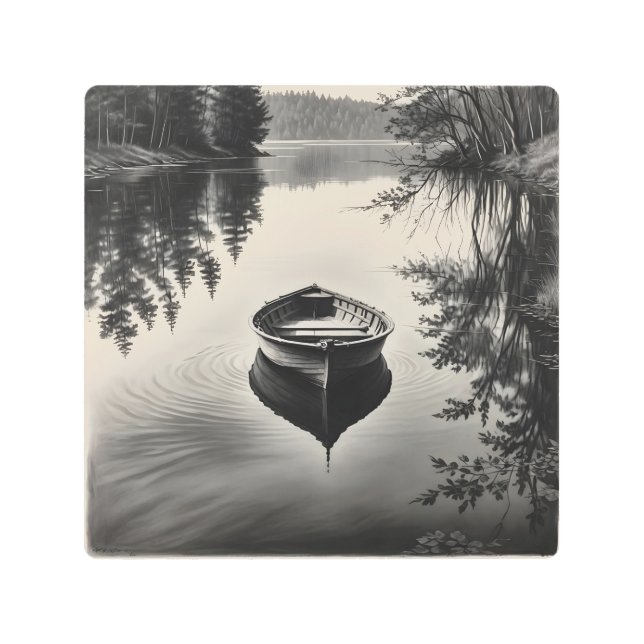 Impresión En Metal Un bote en el río (Anverso)