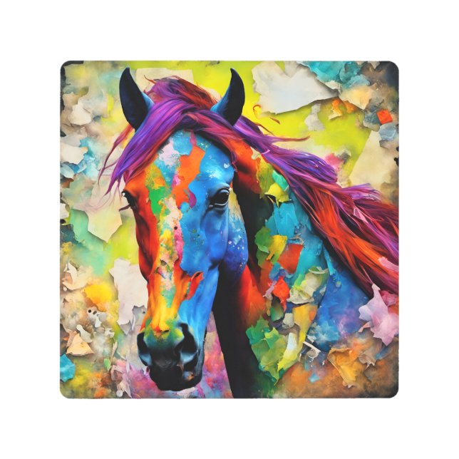 Impresión En Metal Un caballo muy colorido (Anverso)