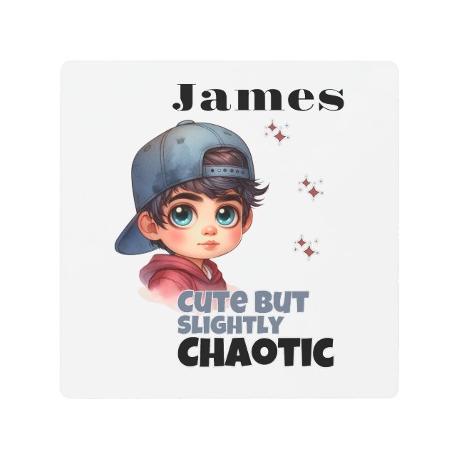 Impresión En Metal Un chico curo pero ligeramente caótico (Anverso)