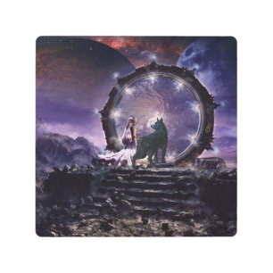 Impresión En Metal Un hada y un lobo oscuro