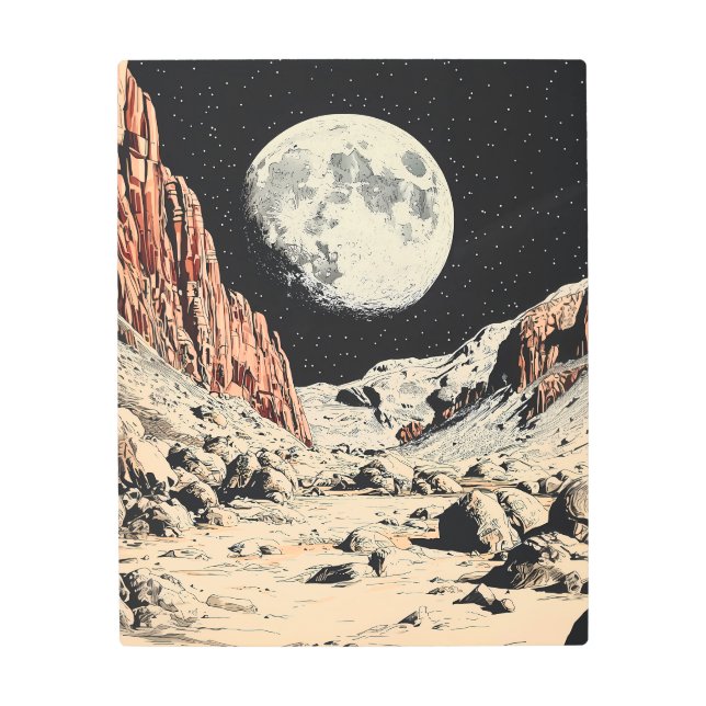 Impresión En Metal Un paisaje retro de ciencia ficción marciano (Anverso)
