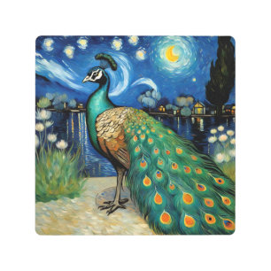 Impresión En Metal Un pavo real en la estrepitosa noche