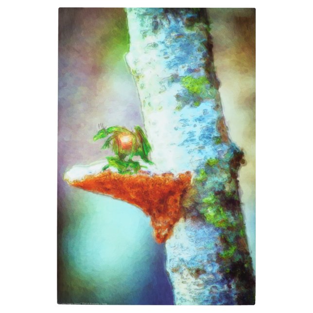 Impresión En Metal Un pequeño dragón duerme (Anverso)