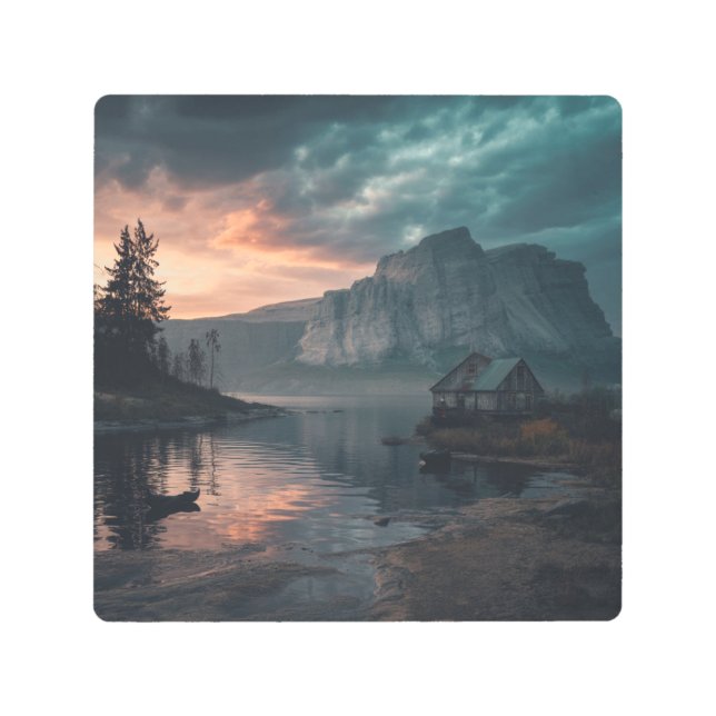 Impresión En Metal Una Cabina Junto Al Agua (Anverso)