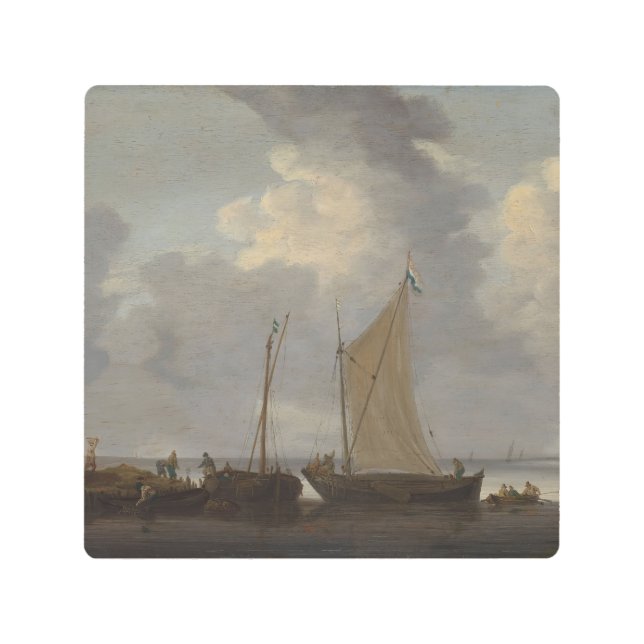 Impresión En Metal Una calma con los pescadores descargando su captur (Anverso)