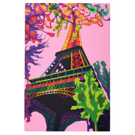 Impresión En Metal Una colorida celebración de la Torre Eiffel