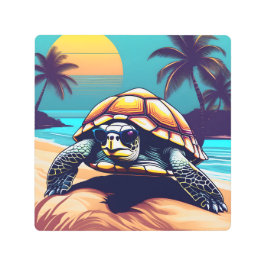 Impresión En Metal Una tortuga llevando gafas de sol
