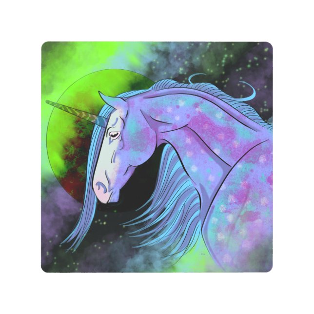 Impresión En Metal Unicornio cósmico 6 (Anverso)