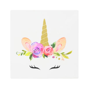 Impresión En Metal Unicornio mágico, cuento de hadas, guardería Chica