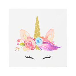 Impresión En Metal Unicornio Mágico, unicornio lindo, guardería Chica