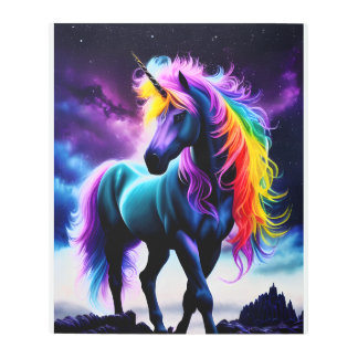 Impresión En Metal Unicornio oscuro con arcoiris
