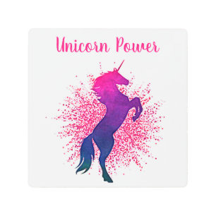 Impresión En Metal Unicornio y Purpurina de niños chicas