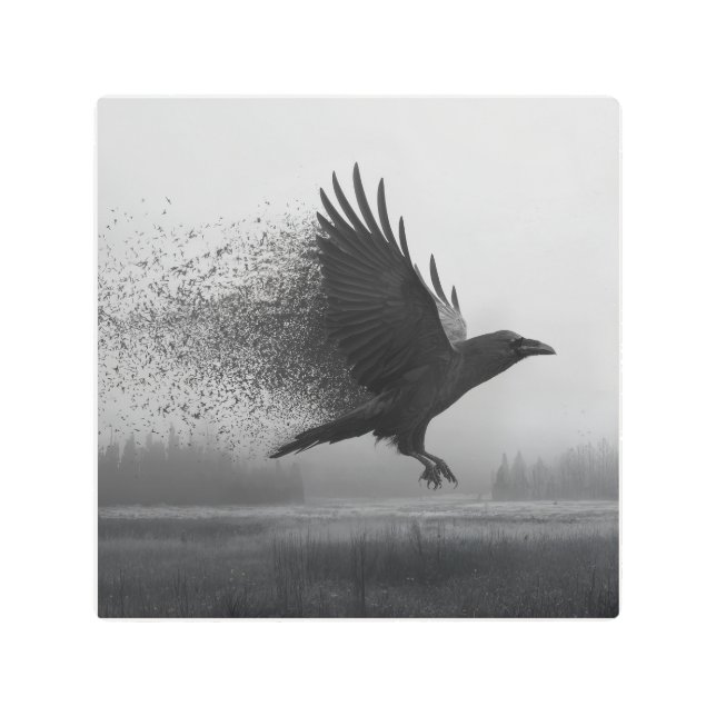 Impresión En Metal Unraveling - Raven in the Mist (Anverso)