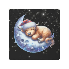 Impresión En Metal Vaca de Santa Highland durmiendo en la luna