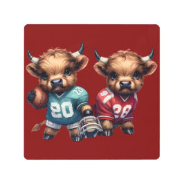 Impresión En Metal Vacas de la región montañosa y fútbol