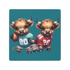 Impresión En Metal Vacas de la región montañosa y fútbol