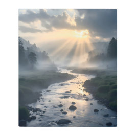 Impresión En Metal "Valle Serene Misty con río que fluye.
