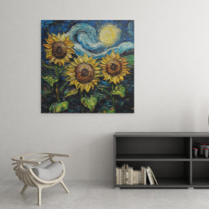 Impresión En Metal Van Gogh girasoles y noche estrellada