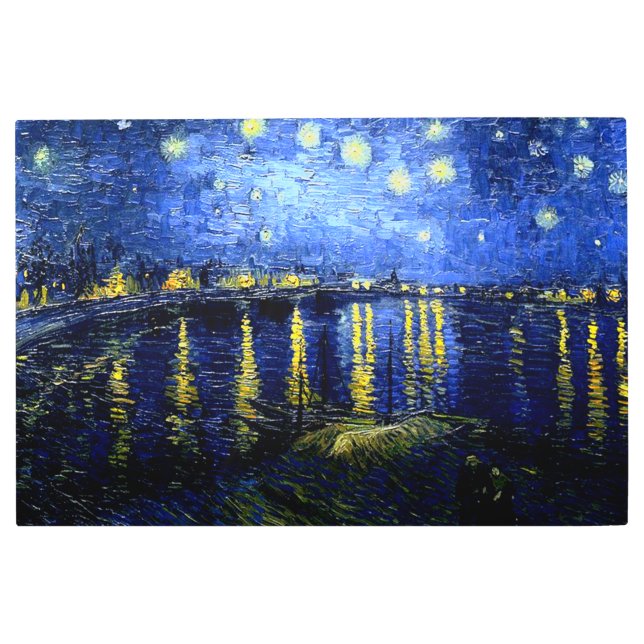 Impresión En Metal Van Gogh - Noche estrellada sobre el Ródano, (Anverso)