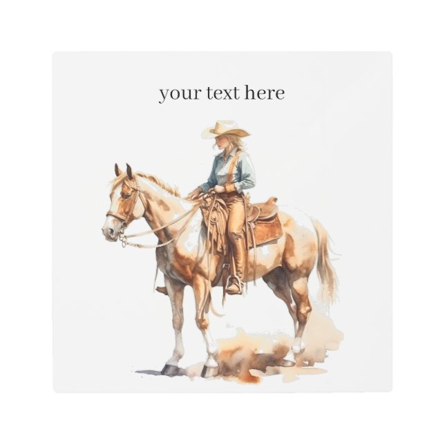 Impresión En Metal Vaquera rubia de color de agua occidental, persona (Anverso)