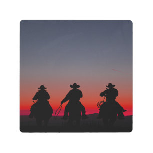 Impresión En Metal vaquero al atardecer