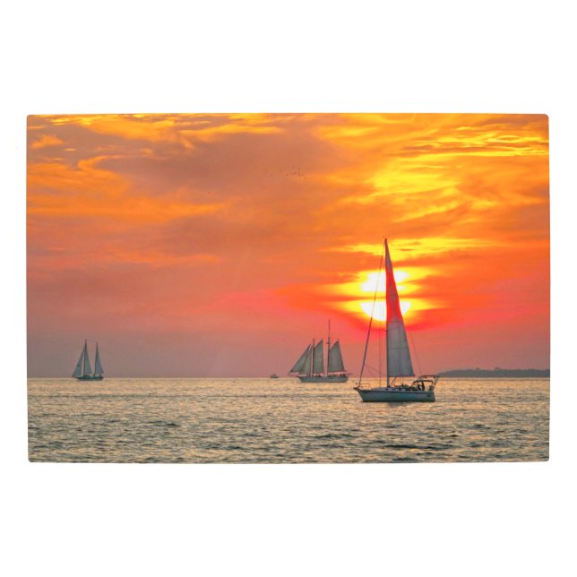 Impresión En Metal Veleros en Key West, Florida, Sunset (Anverso)