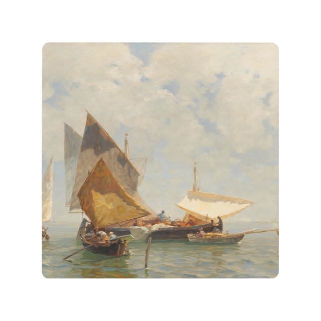 Impresión En Metal Venecia, barco de pescadores en la laguna (1889) (Anverso)