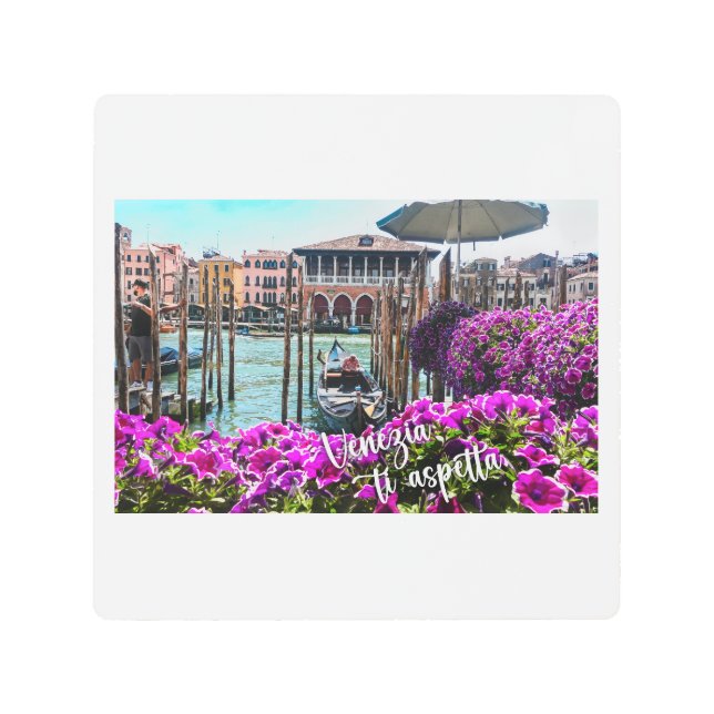 Impresión En Metal Venecia te espera. Gondola, Venezuela. Italia, (Anverso)